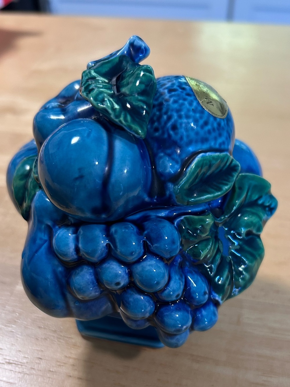 Vintage INARCO Mood Indigo Blue E-2374 Footed Jam Jar w/Lid Japan 1970s